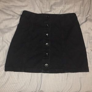 black jean button up denim skirt